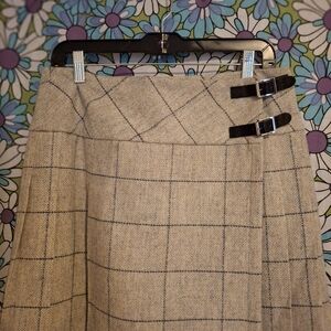 Plaid Mini Skirt with Buckle Accents